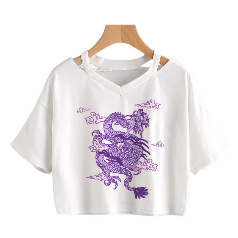 Crop Top: Harajuku Y2K Dragon