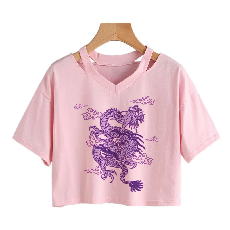 Crop Top: Harajuku Y2K Dragon