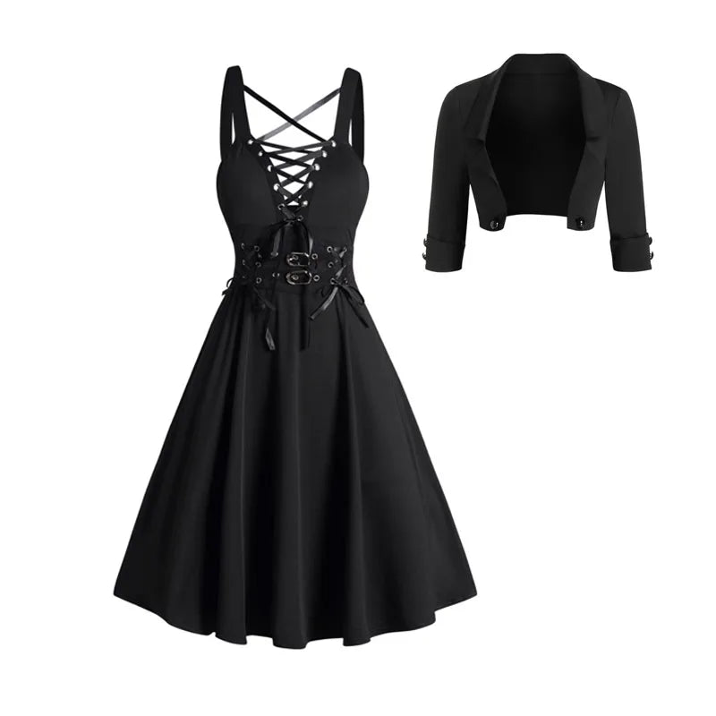 Outfit: Vestido estilo Kuromi + Chaqueta