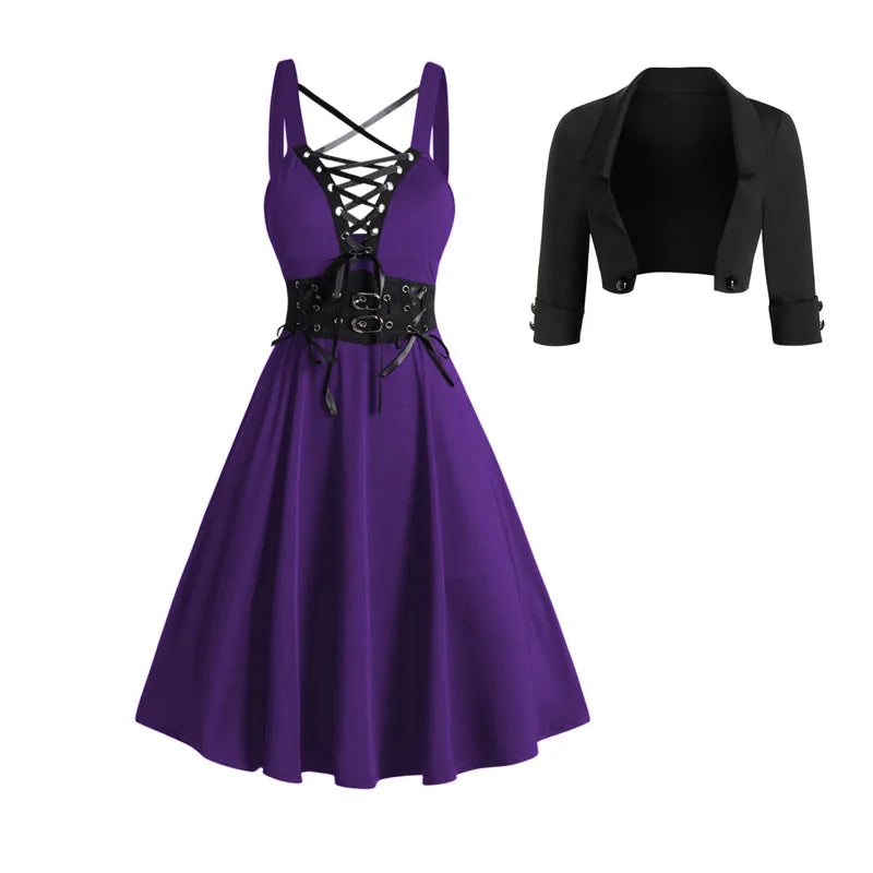 Outfit: Vestido estilo Kuromi + Chaqueta