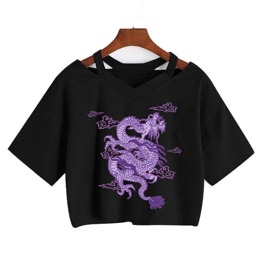 Crop Top: Harajuku Y2K Dragon