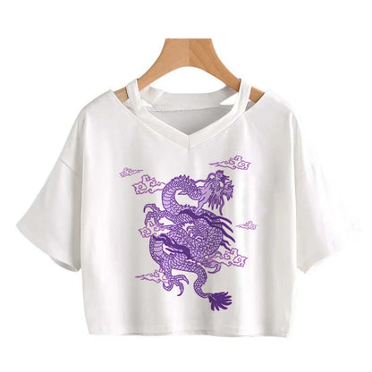 Crop Top: Harajuku Y2K Dragon