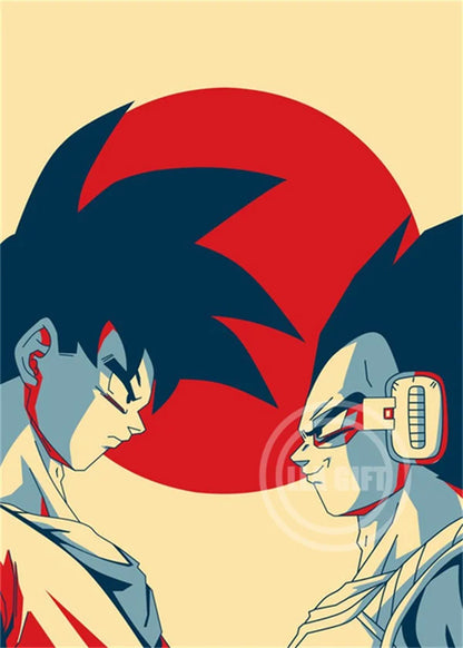 Dragon Ball: Vintage Canvas Poster [Goku/Vegeta] 50x75