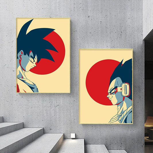Dragon Ball: Vintage Canvas Poster [Goku/Vegeta] 50x75