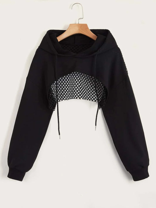 Sudadera crop con capucha