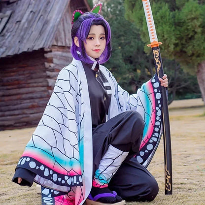Kimetsu no Yaiba: Cosplay Shinobu Kocho [Uniforme, peluca y accesorios]