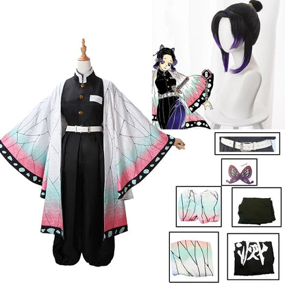 Kimetsu no Yaiba: Cosplay Shinobu Kocho [Uniforme, peluca y accesorios]