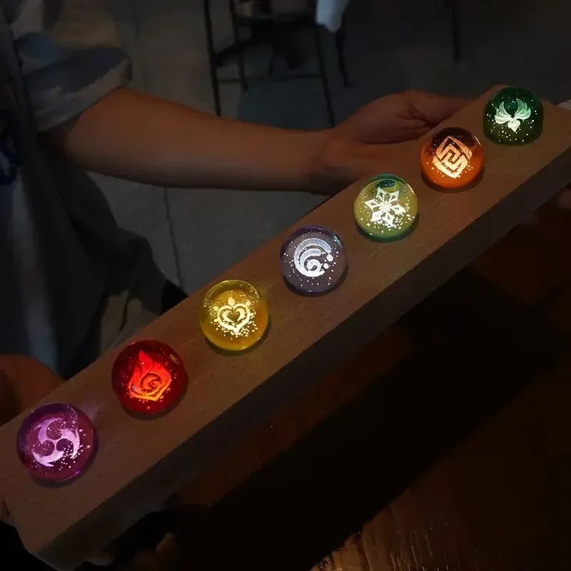 Genshin Impact: Set Bolas de Cristal LED 3D 7 Elementos