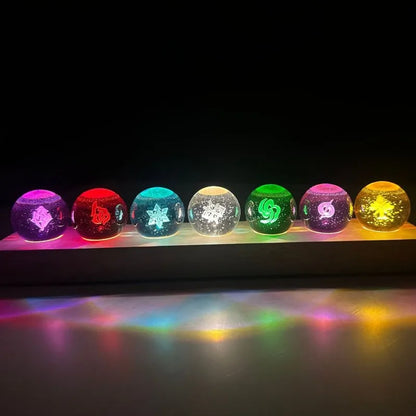 Genshin Impact: Set Bolas de Cristal LED 3D 7 Elementos