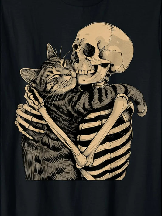 Camiseta: Skeleton Hugging Cat