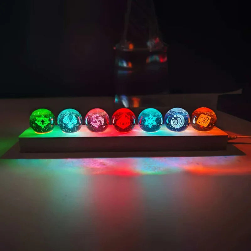 Genshin Impact: Set Bolas de Cristal LED 3D 7 Elementos