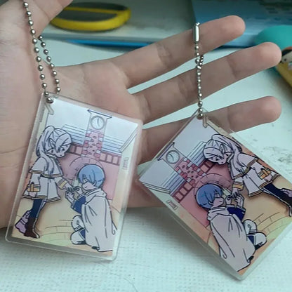 Frieren: Acrílico Frieren x Himmel con agujero para keychain