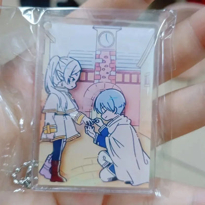 Frieren: Acrílico Frieren x Himmel con agujero para keychain