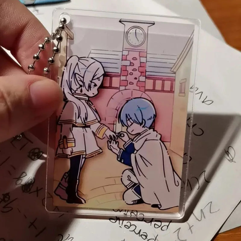 Frieren: Acrílico Frieren x Himmel con agujero para keychain