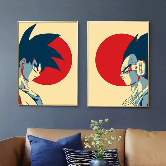 Dragon Ball: Vintage Canvas Poster [Goku/Vegeta] 50x75