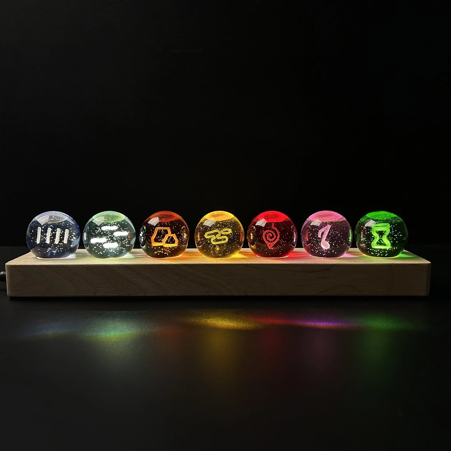 Genshin Impact: Set Bolas de Cristal LED 3D 7 Elementos