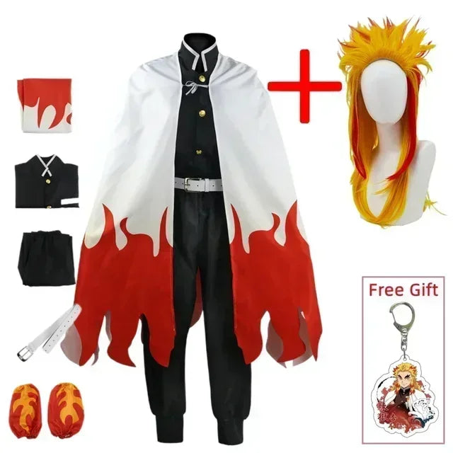 Kimetsu no Yaiba: Cosplay Rengoku [Uniforme, peluca, accesorios y llavero]
