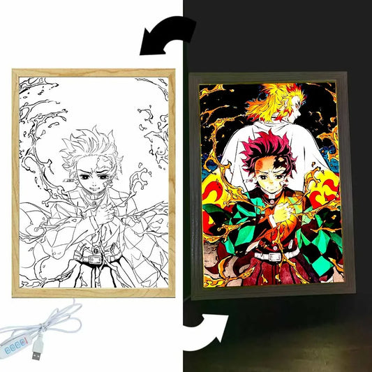 Kimetsu no Yaiba: Tanjiro y Rengoku Lámpara LED